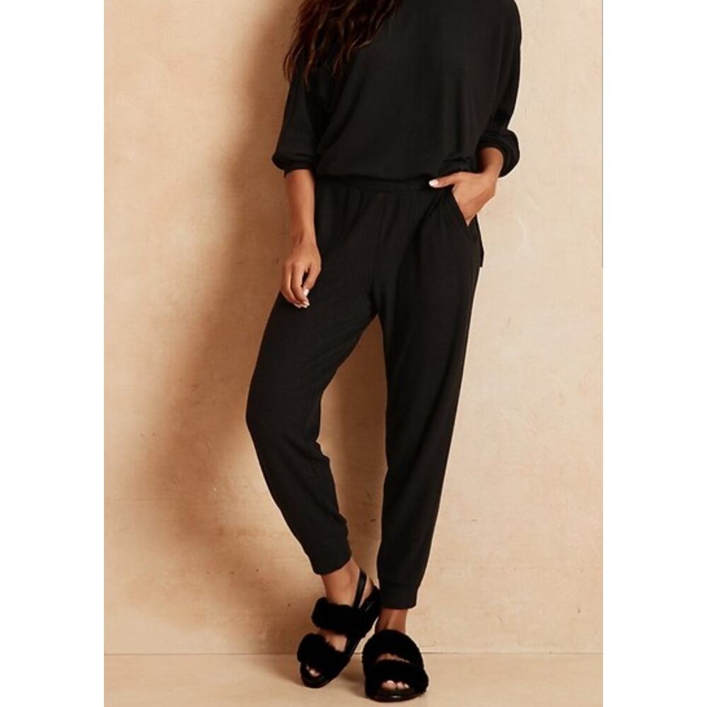 Banana Republic Ribbed Jogger Womens Size XXL Black Side Pockets Pull On Pants